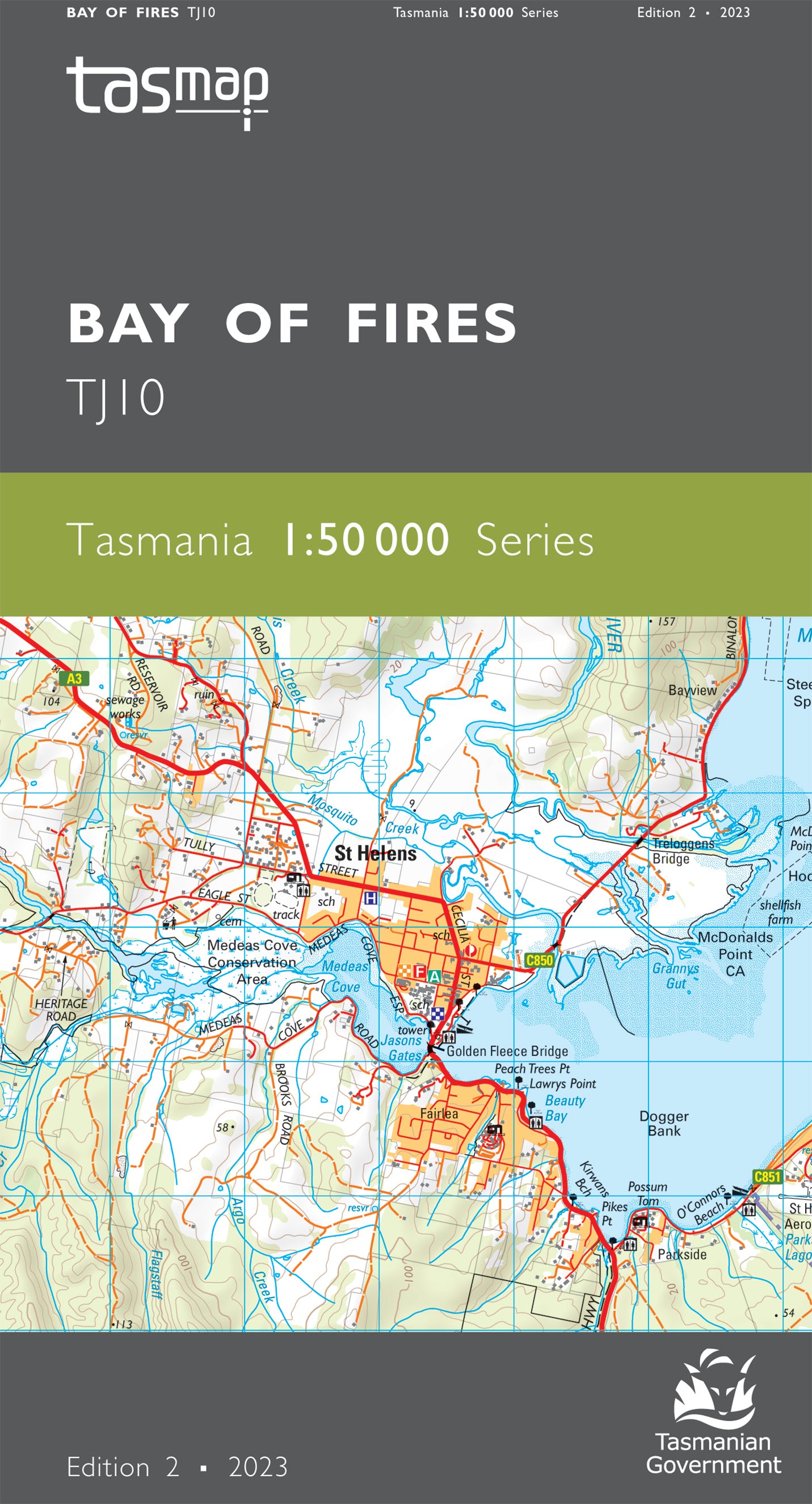 Cover of Bay of Fires TJ10 1:50 000 Series map