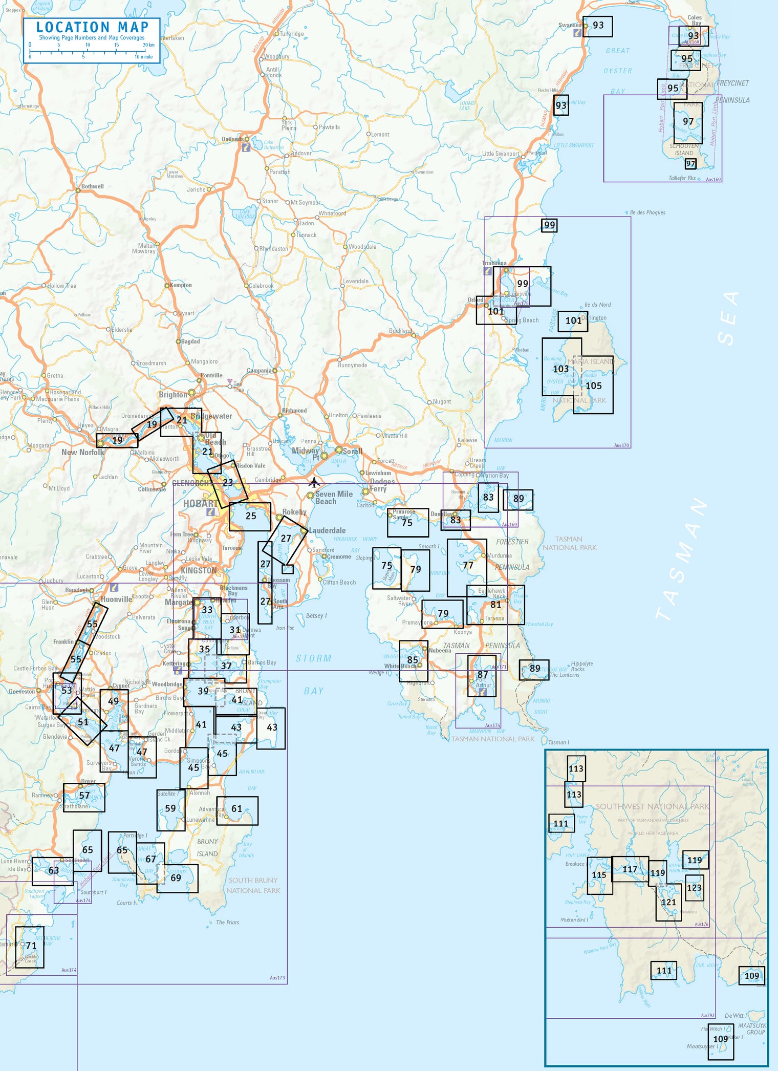 Cruising Southern Tasmania map index
