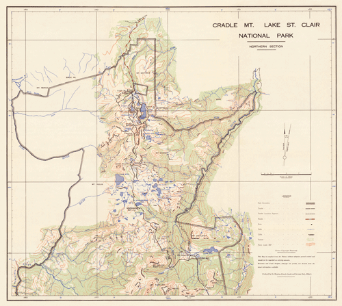 Historic Map Cradle Mountain - Lake St Clair National Park 1950 North section thumbnail
