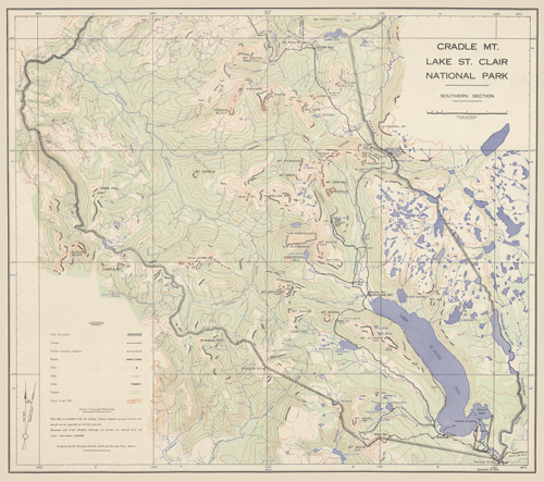 Historic Map Cradle Mountain - Lake St Clair National Park 1950 South section thumbnail