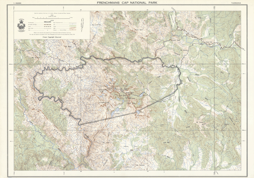 Frenchmans Cap National Park 1961 - Historical Map – TASMAP
