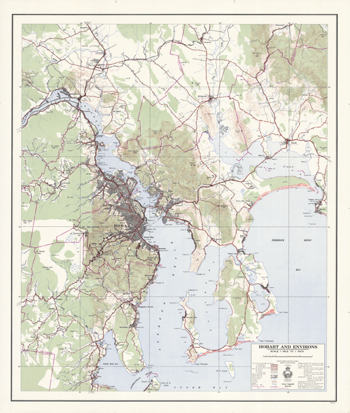 Historic Map Hobart and Environs 1957 thumbnail