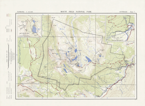 Historic Map Mount Field National Park 1970 thumbnail