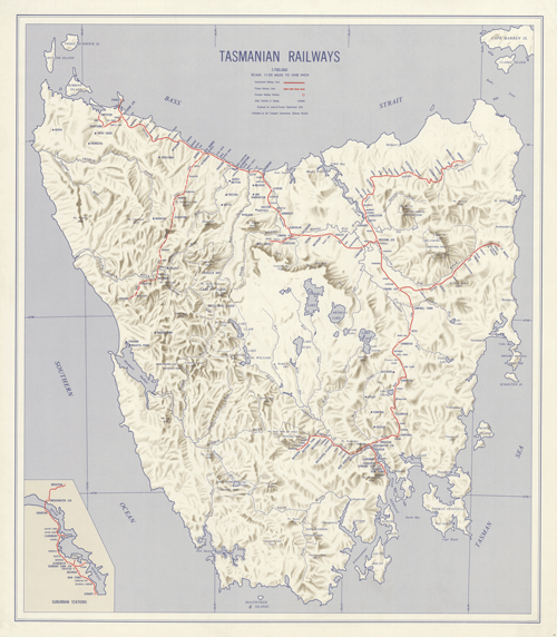 Historic Map of Tasmanian Railways 1970 thumbnail