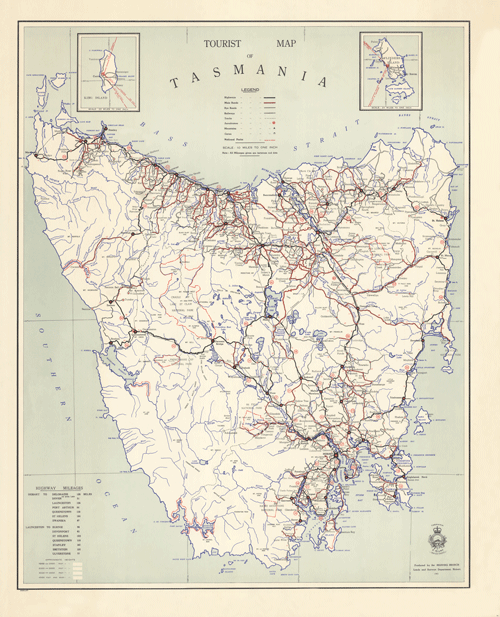 Historic Tourist Map of Tasmania 1961 thumbnail