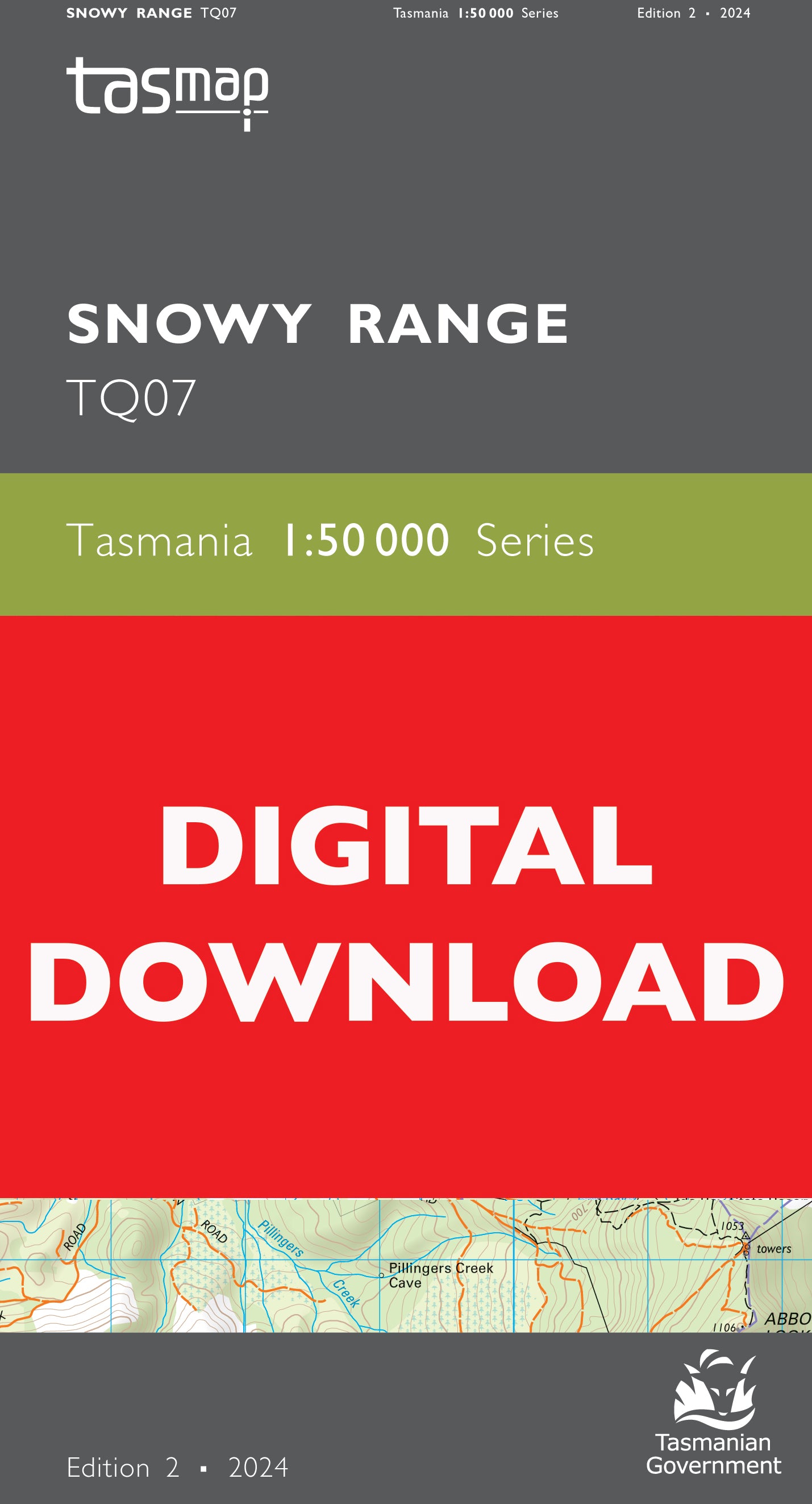 Cover of digital Snowy Range TQ07 1:50 000 Series map