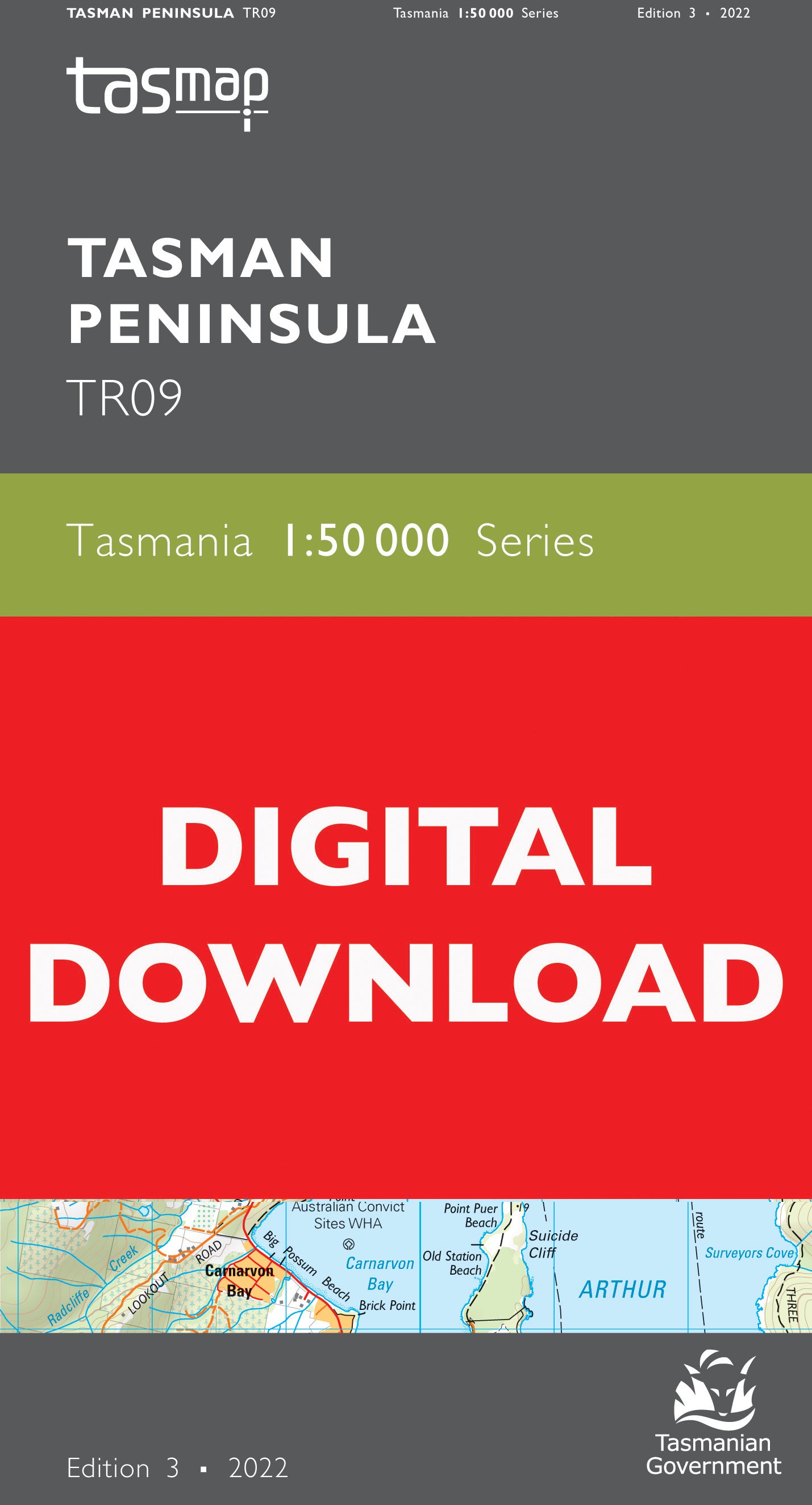 Cover of digital Tasmanian Peninsula TR09 1:50 000 Series map