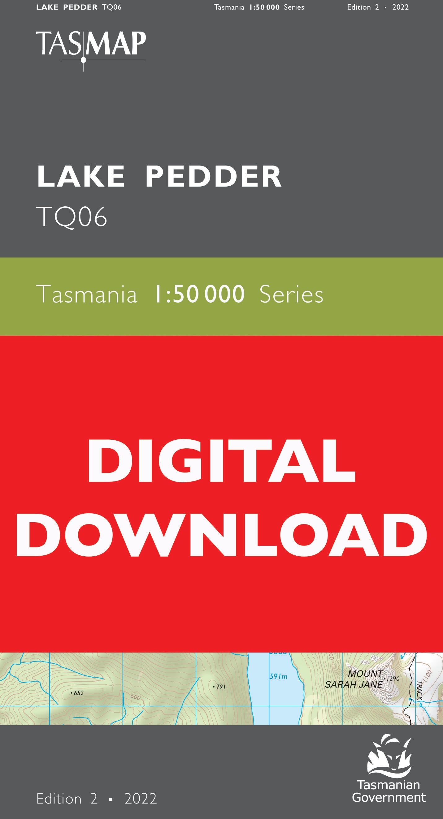 Cover of digital Lake Pedder TQ06 1:50 000 Series map