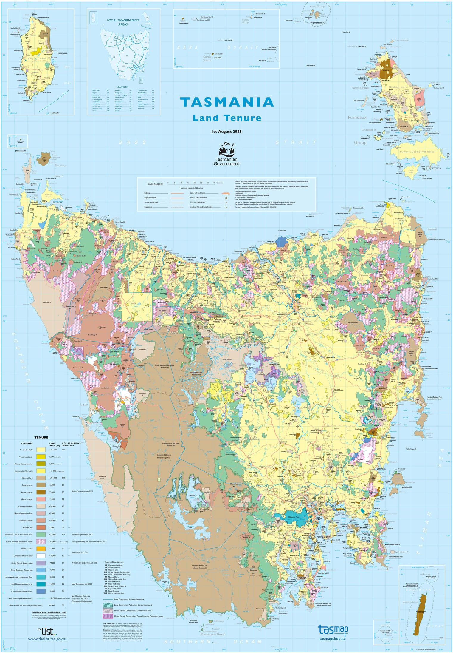 Tasmania Land Tenure Map