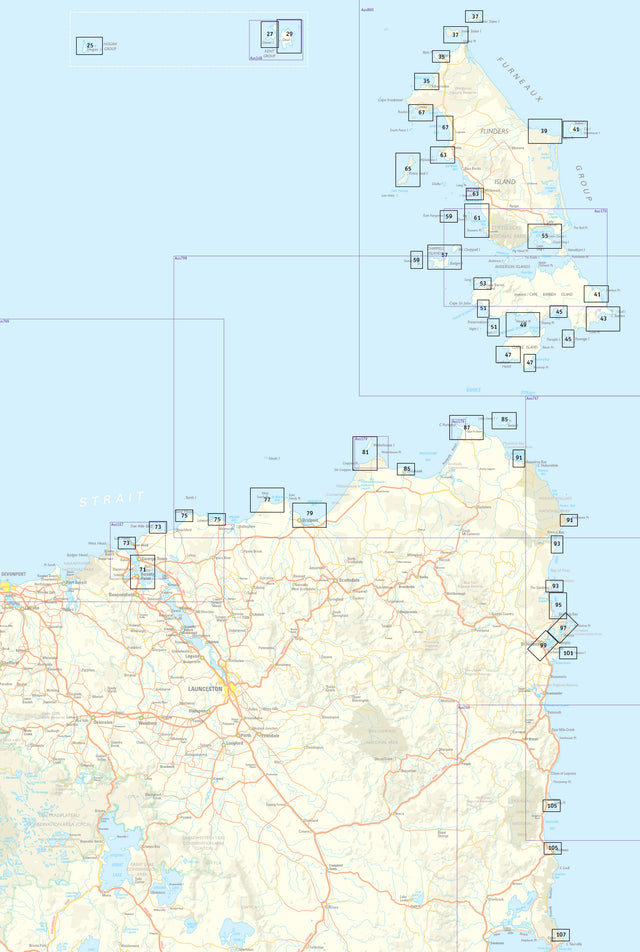 Cruising North East Tasmania map index