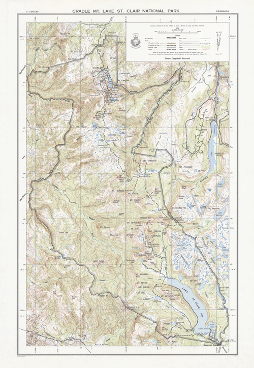 Historic Map Cradle Mountain - Lake St Clair National Park 1961 thumbnail