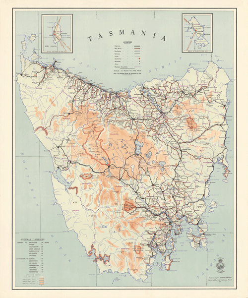 Tourist Map of Tasmania 1952 - Historical Map – TASMAP