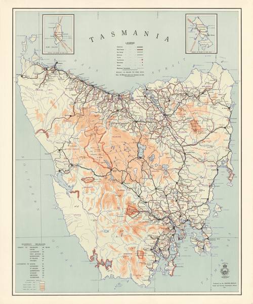 Historic Map of Tasmania 1952 thumbnail