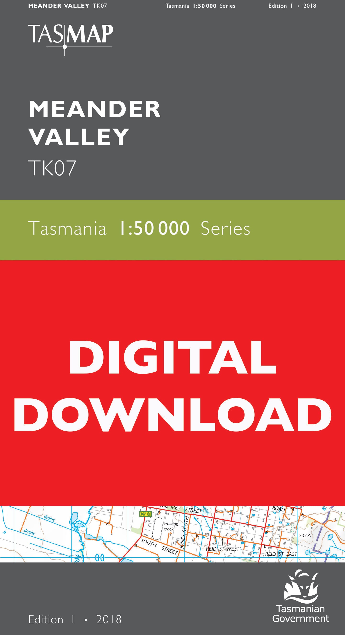Cover of digital Meander Valley TK07 1:50 000 Series map