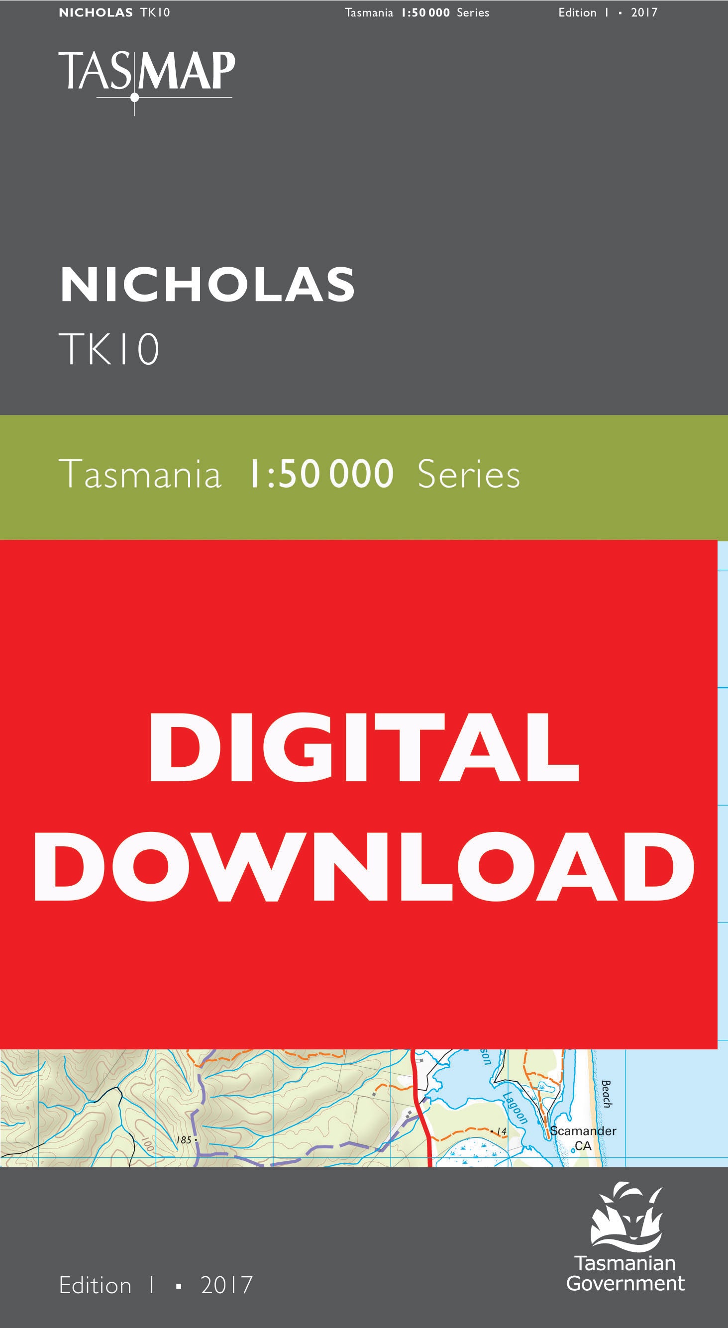 Cover of digital Nicholas TK10 1:50 000 Series map